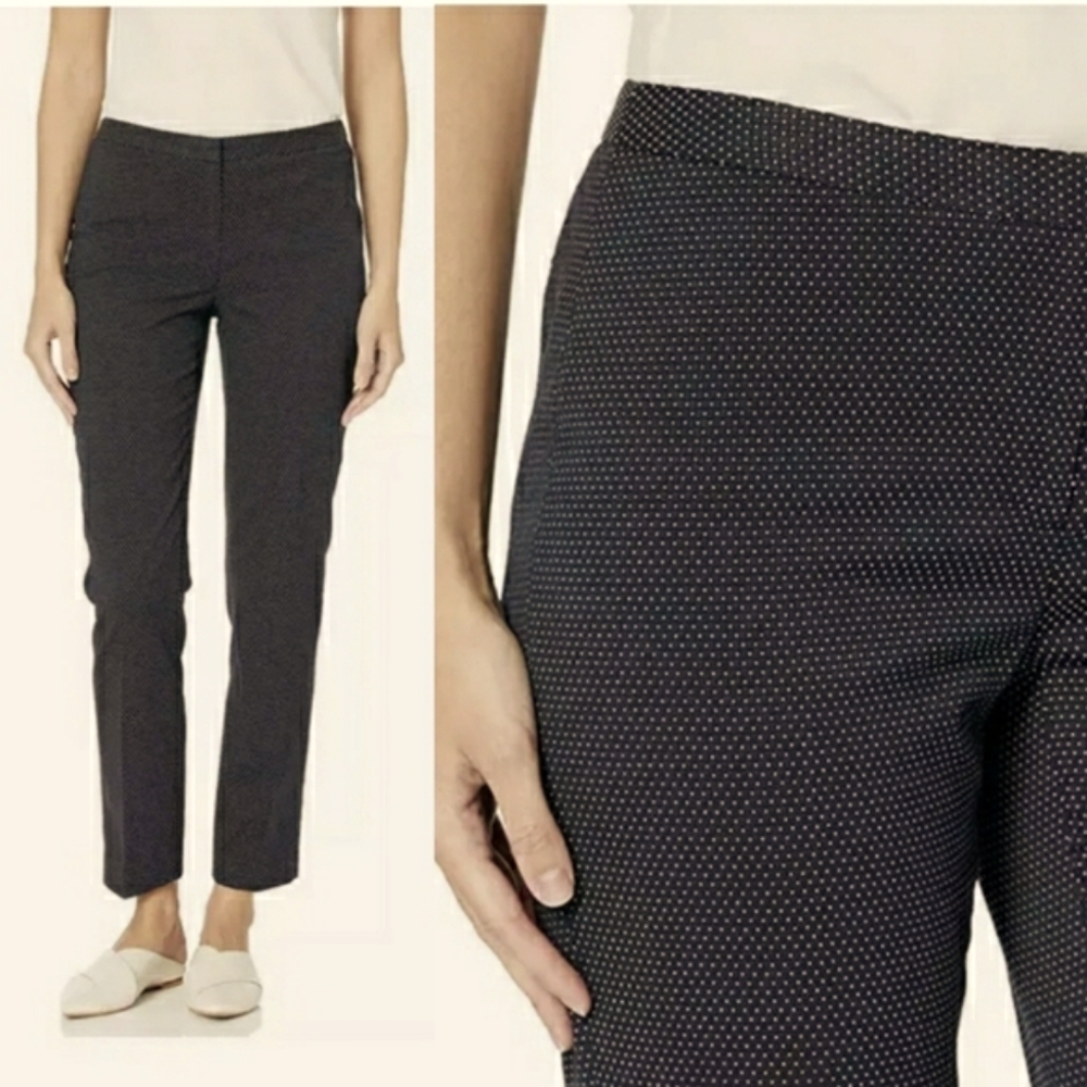 Karl Lagerfeld Paris Womens 4 Textured Black with White Polka Dots Skinny Pants